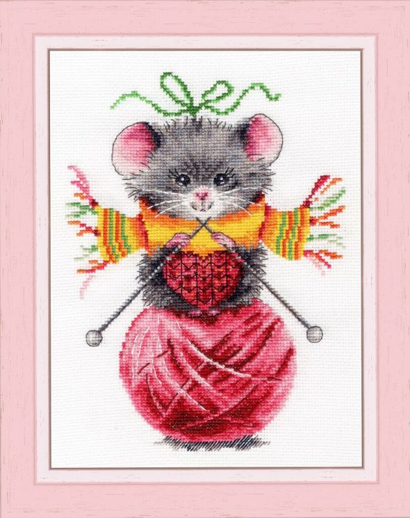 ВК-056 Набор для вышивания Золотое Руно "Мышка-рукодельница"