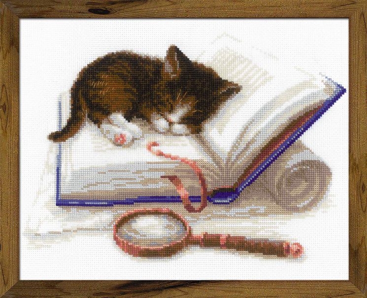 1725 Набор для вышивания Риолис "Котенок на книжке"