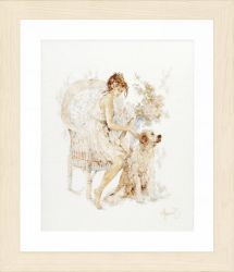 PN-0007951 Набор для вышивания LANARTE "Girl In Chair With Dog"